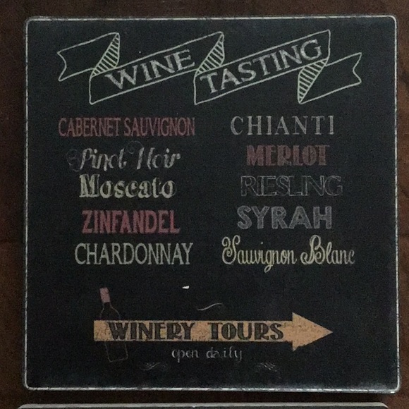 Food Network Stone Coasters Wine Chalk look - Picture 4 of 9